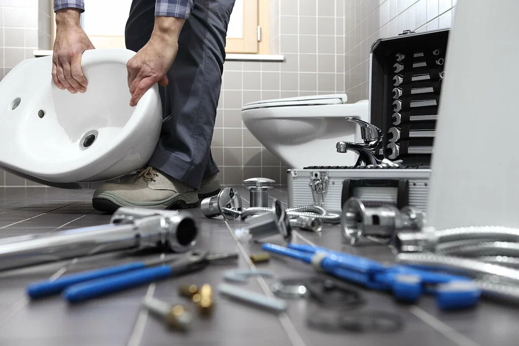 Plumbing tools prepared for a bathroom repair in Alpharetta